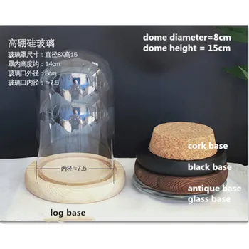 

4sets/pack 8*15cm Small Glass Dome Home Wedding Decoration Diameter=8cm Height=15cm Glass Cover Vase Friend Gift