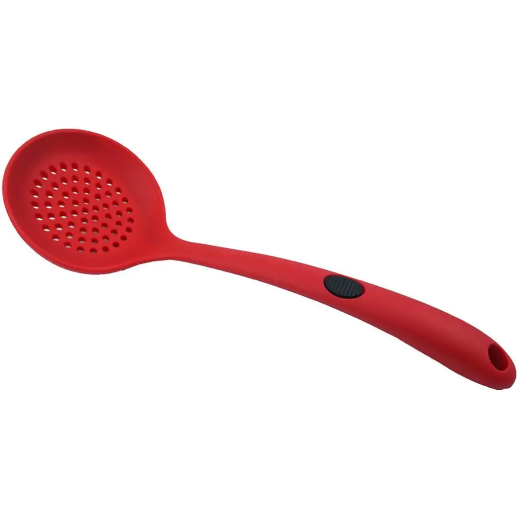 red colander Прочная силиконовая Нескользящая ручка с подвесным отверстием кухонная посуда черный/красный/серый - Цвет: red colander