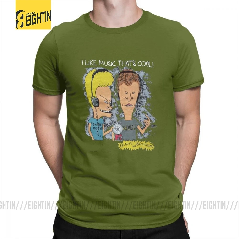 Beavis And Butthead футболки из хлопка с коротким рукавом футболки Awesome MensT модные футболки с круглым вырезом Большие размеры забавные - Цвет: Армейский зеленый