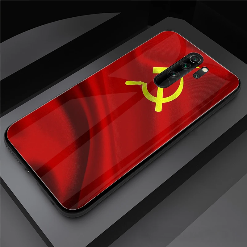 USSR Soviet Emblem Tempered Glass Phone Case For Redmi Note 5 6 7 8 9 Pro Note8T Note9S Redmi8 9 Cover Shell xiaomi leather case Cases For Xiaomi