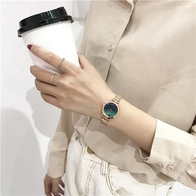 Women Fashion Luxury Golden Stainless Steel Watches Veins Dial Design Casual Ladies Wristwatches Female Quartz Clock Gifts