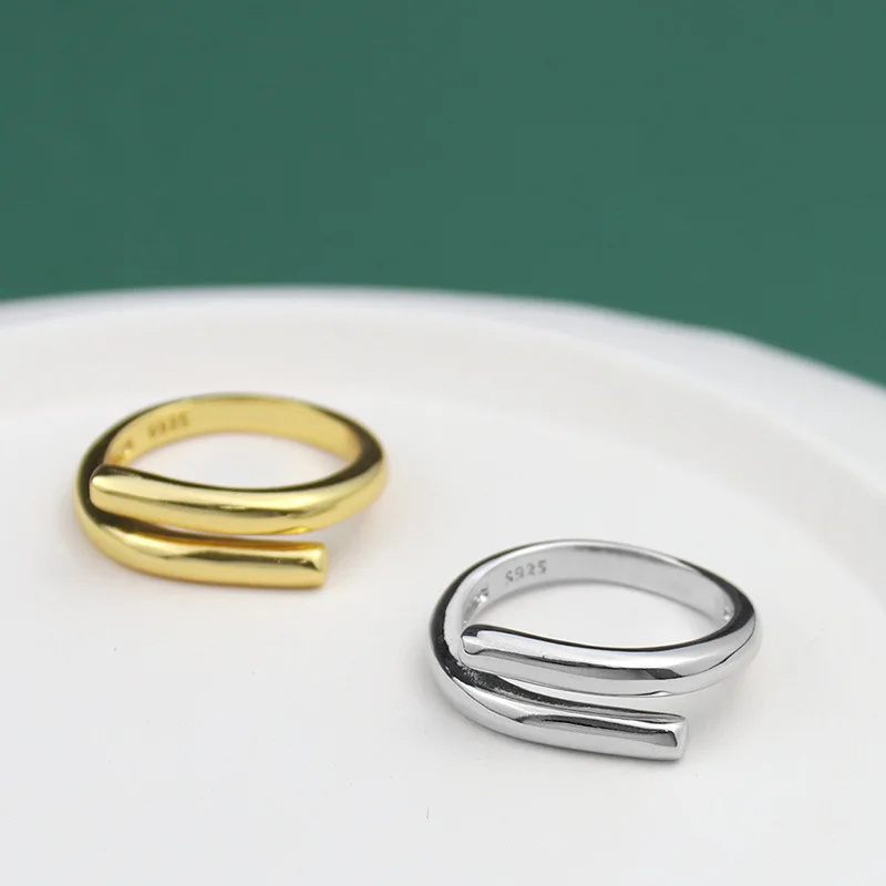 XIYANIKE Silver Color Double Layer Geometric Ring Female