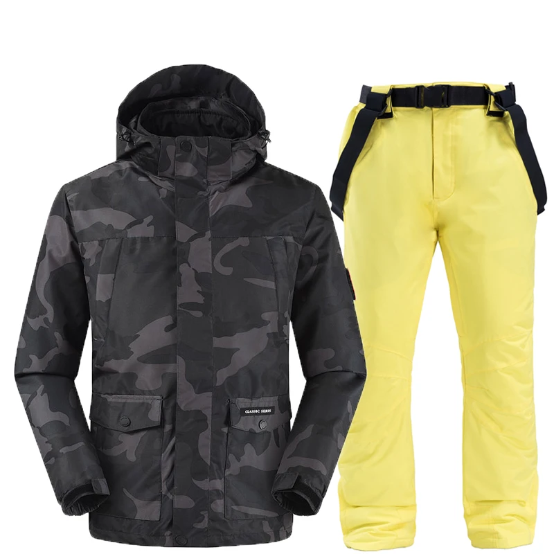 Комплекты для сноубординга, съемный, мужской лыжный костюм, лыжные куртки и брюки, очень теплая ветрозащитная Водонепроницаемая зимняя верхняя одежда