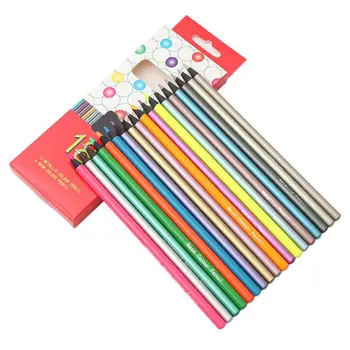 

12Pcs Metallic Non-Toxic Colored Pencils+6 Fluorescent Color Pencils for Drawing Sketch