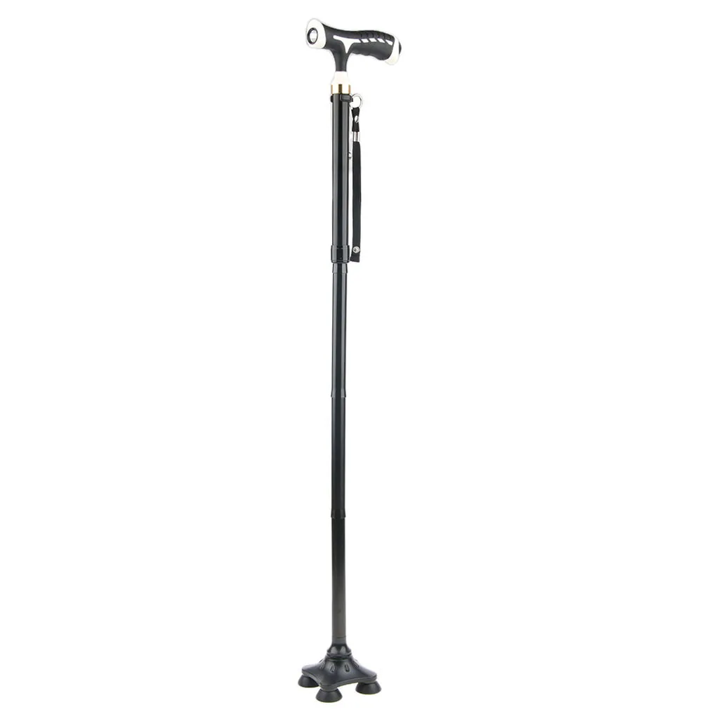 LED Foldable Walking Cane Lightweight Adjustable Walking Stick for Elderly Women Men Black
