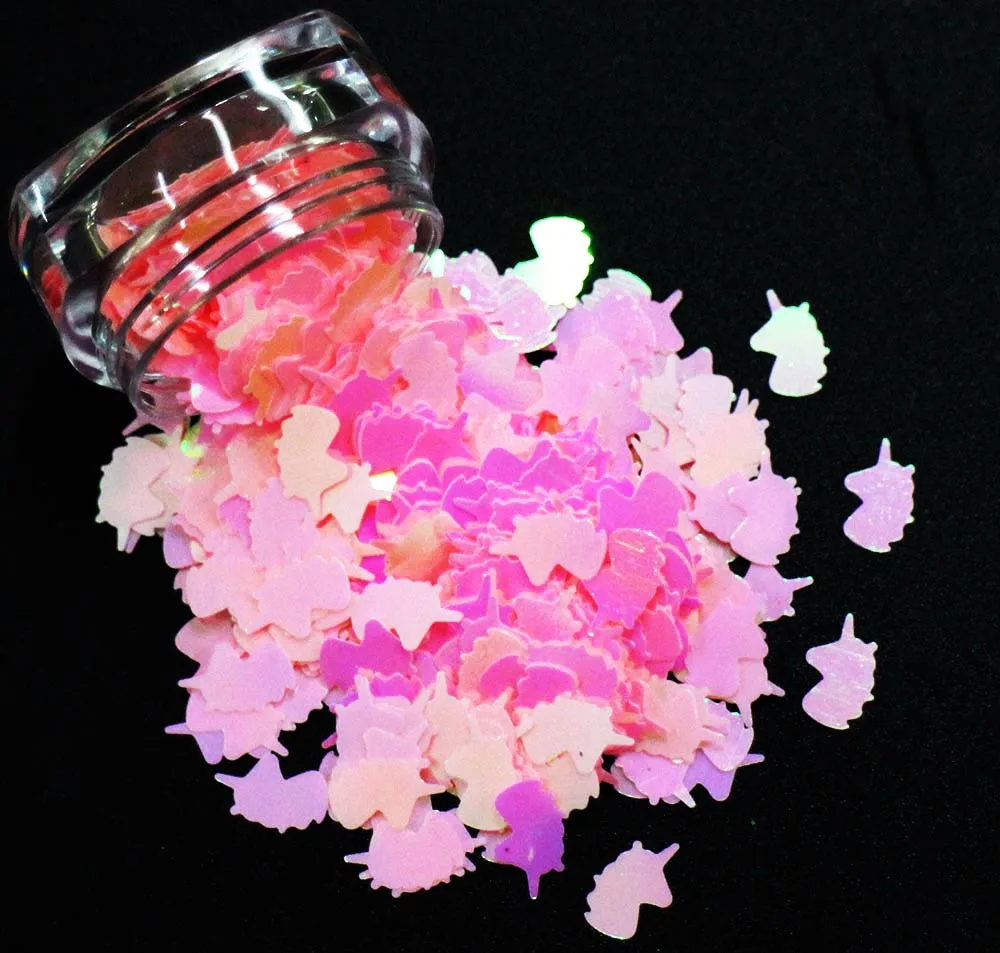 14 цветов! 8 мм блестки в форме единорога, переливчатая Радуга блестящие ломтики 3D художественные Блестки для ногтей