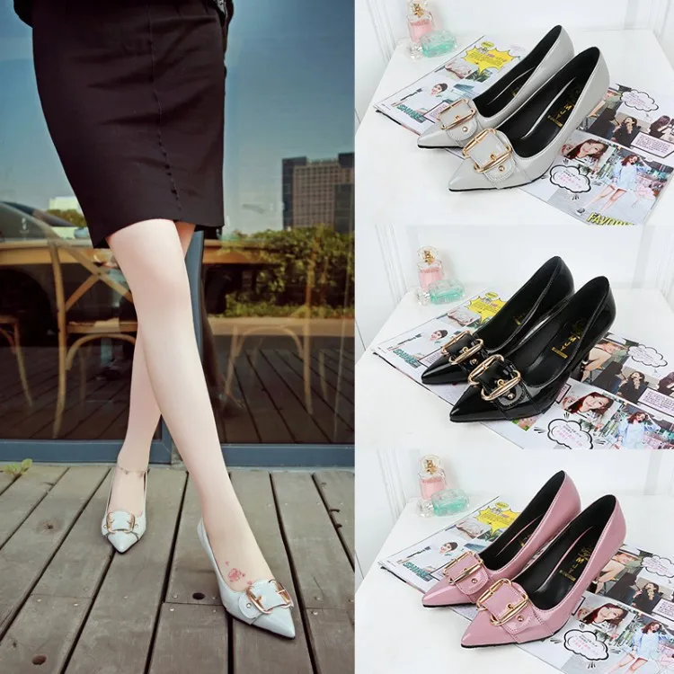

2017 Spring And Autumn New Style Korean-style WOMEN'S Shoes High-Heel Thin Heeled Versitile Fashion Pointed Shallow Mouth Shoes