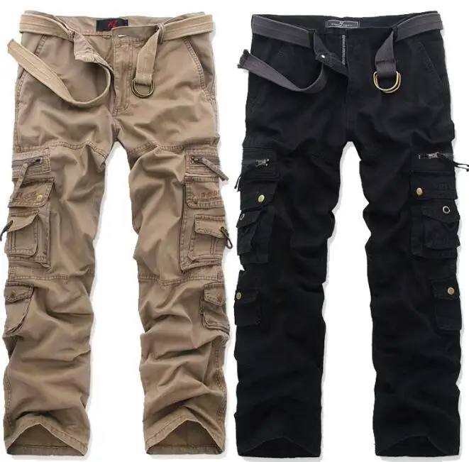 Men's Cargo Pants Casual Mens straight-leg Cotton Pants Multi Pocket Overall Men Outdoors Trousers Plus size