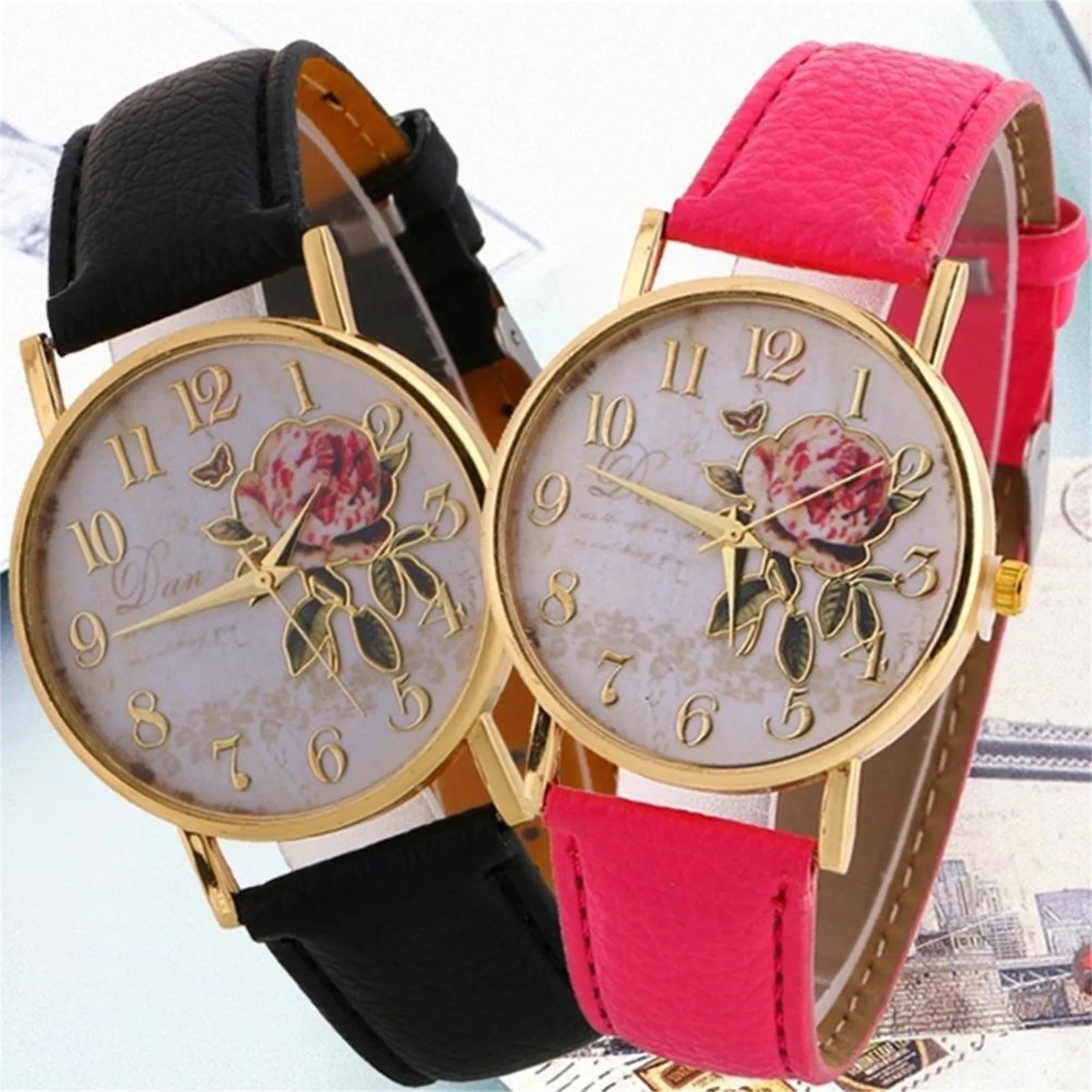 Women&amp#39s Wristwatches Rose Design Watch Fashion Suit Men And Women For Gift Casual Leather Belt Watches Creative Marble | Наручные