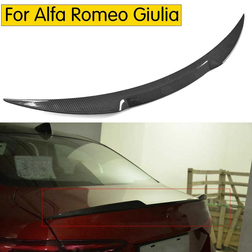Для Alfa Romeo Giulia спойлер из углеродного волокна задний спойлер багажника черный отделка Quadrifoglio Verde