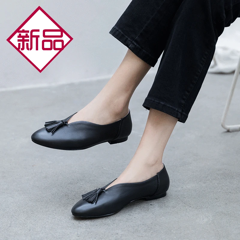 

2020 Low-Cut Flat Heel Slip-on Flat Loafer New Style Versatile Simple Commuting round Head Single Shoes