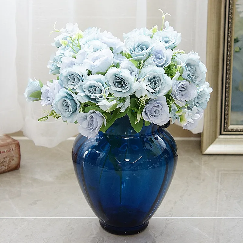 

Silk Peony Rose Artificial Flowers Bouquet 10 Heads rose Cheap Fake Flowers for Home Party Wedding Decoration indoor HZ