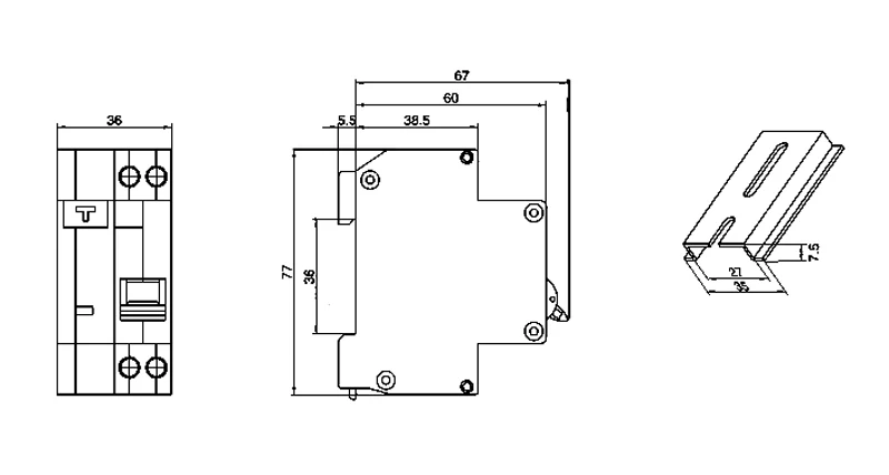 DPNL 16A 230 В 50 Гц/60 Гц 1 P+ N УЗО RCBO