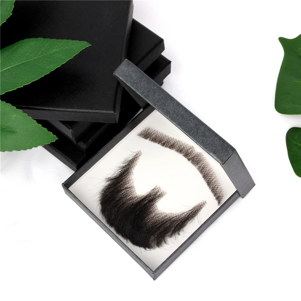 LiangMo-Peluca de cabello para hombre, cabellera artificial hecha a mano con diseño de bigote usado en la vida diaria, con película de vídeo, con encaje, barba falsa