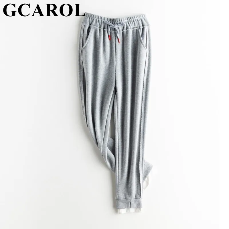 GCAROL Женские флисовые спортивные штаны с эластичной резинкой на талии со сборками