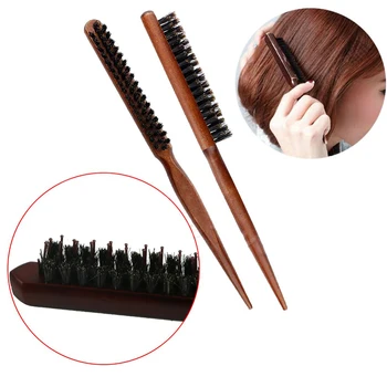 

1PC High Quality Wood Handle Natural Boar Bristle Hair Brush Fluffy Comb Hairdressing Barber Hair Styling Tools