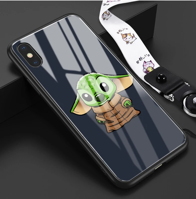 Забавный детский йода чехол из закаленного стекла для телефона чехол для apple iPhone 6 6s 7 8 Plus X XR XS 11 Pro Max
