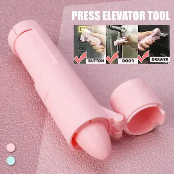 

Portable Press Elevator Tool Non-Contact Handheld Button Door Drawer Open Stick Hand Push Public Places Sanitary Tools Blue Pink