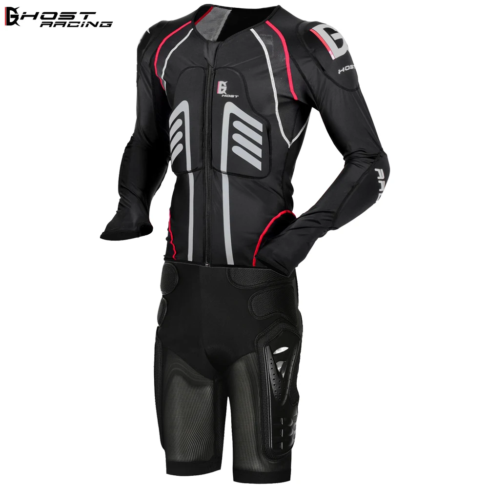 

GHOST RACING Waterproof Motorcycle Jacket Motocross Suits Jacket & Shorts Moto Jacket Protective Gear Armor Clothing Set