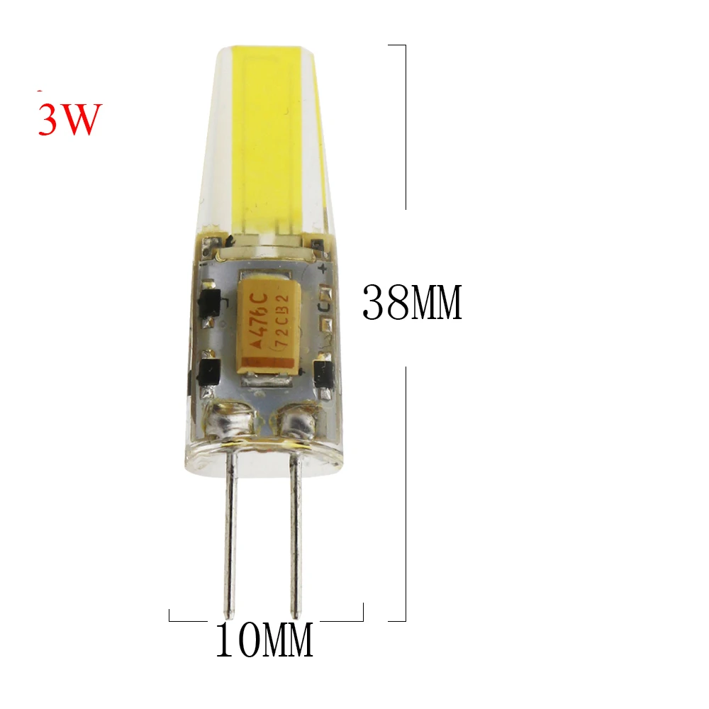 COB AC-DC12V 3W 20 шт./лот, высокое качество, 2 Вт, 3W, ACDC, 12 В, COB Светодиодный G4 светодиодный светильник, угол луча 360, замена 10 Вт, 20 Вт, галогенная люстра, мини G4 светодиодный светильник - Испускаемый цвет: COB AC-DC12V 3W