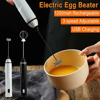 

Electric egg Beater Coffee Mixer Rechargeable Milk Shaker Maker Frother Foamer USB Charging Handheld 3-Speed Adjustable