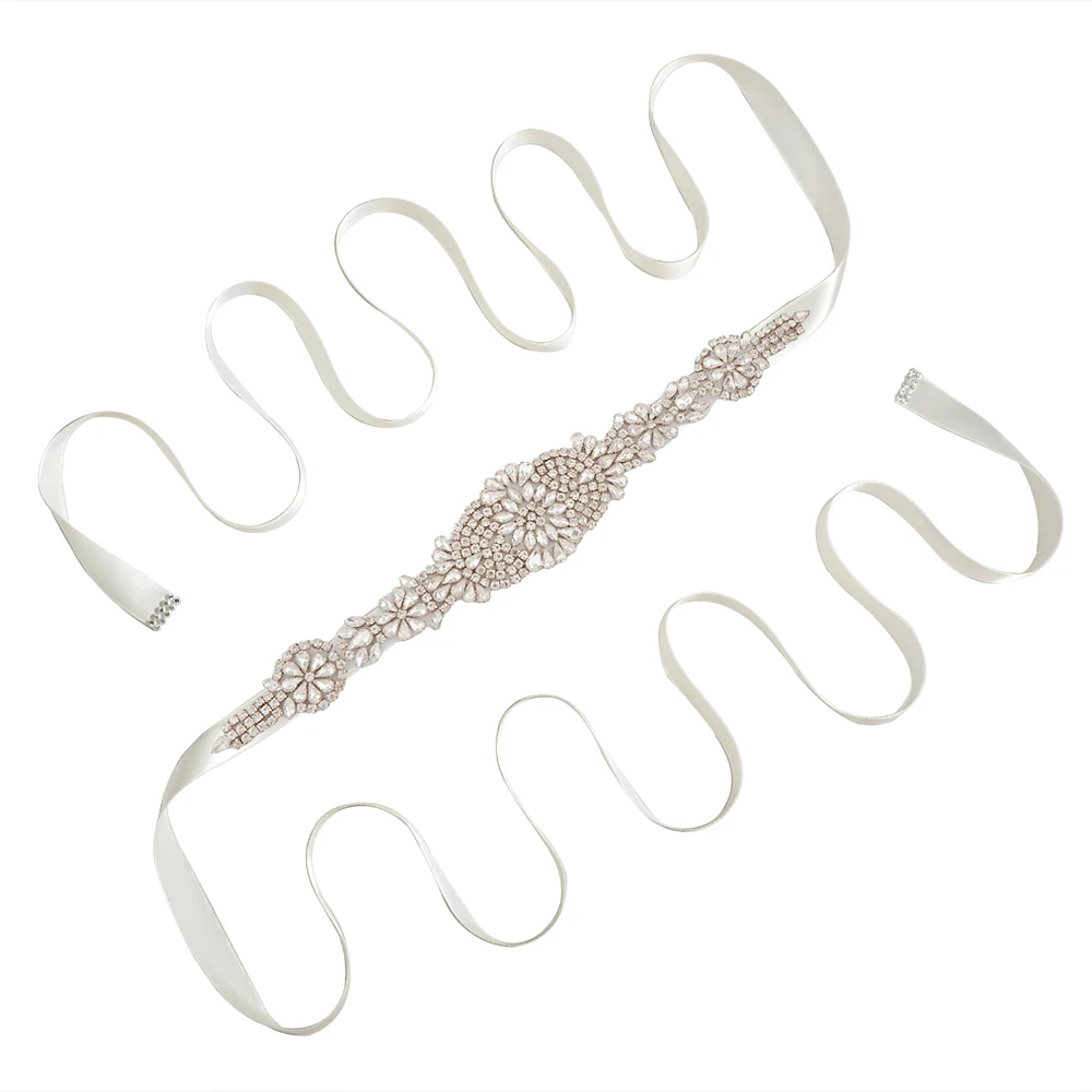off white TRiXY S123 Handmade Rhinestones Wedding Dresses Accessories Wedding Belt Wedding Sash Rhinestones Bridal Belt Bridal Sashes - Цвет: off white