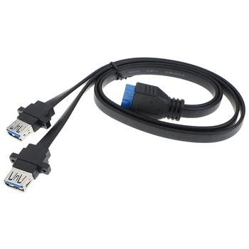 

USB 3.0 Female Screw Panel Mount Dual Port To Motherboard 20 Pin Cable