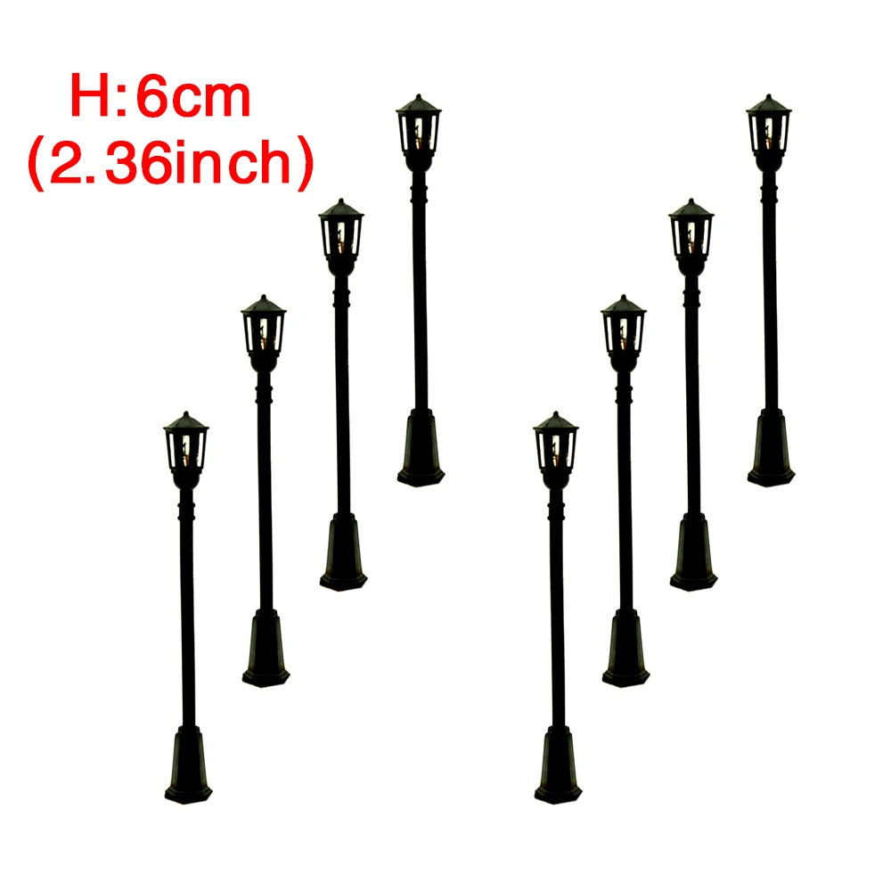 

6cm Architectural Model Scale Model Park Lamp Sand Table Materials Single Head Luminous Street Light Black Lamppost Garden Light