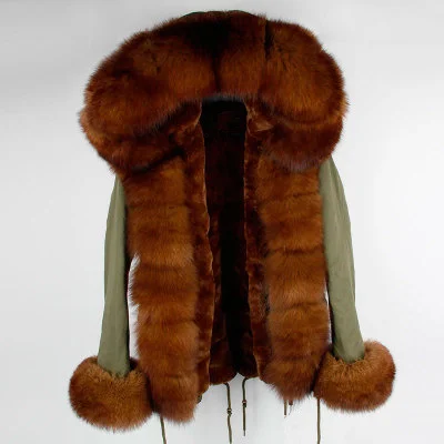 1 OFTBUY, парка, зимняя куртка для женщин, большой натуральный Лисий мех, воротник, теплая Толстая парка, верхняя одежда, зимнее пальто, женское меховое пальто - Цвет: 1