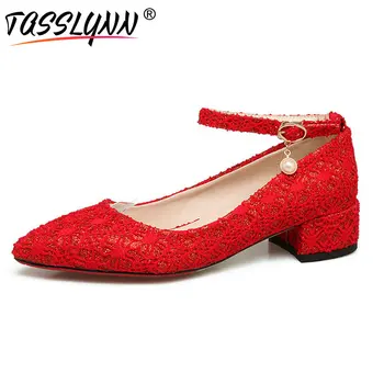 

TASSLYNN 2020 Women Pumps Fashion Slip on Mixed Color Pointed Toe Pumps Square Low Heels Casual Shallow Ladies Shoes Size 34-43