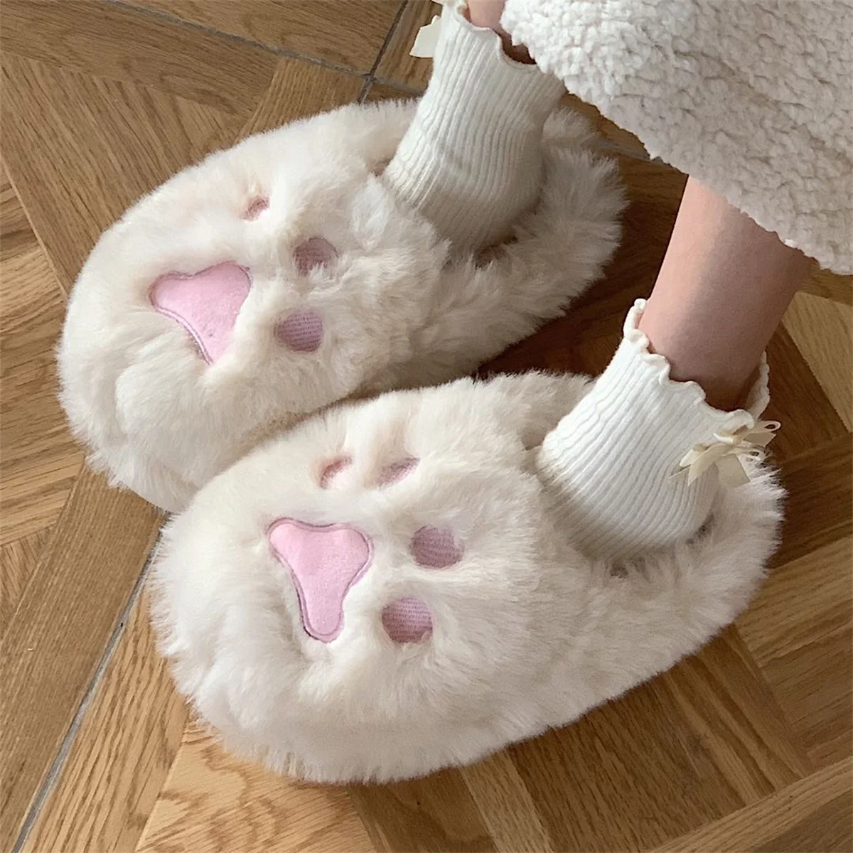 

2021 Winter Women Slipper Cat Claw Cotton Home Slippers Warm And Non Slip Indoor Household Plush Slipper For Female