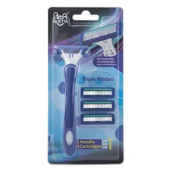 Men Manual Shaving Razor 2-Layers Replaceable Triple Blades Beard Razor Stainless Steel Sharp Safety Blade Lubricant Strip New