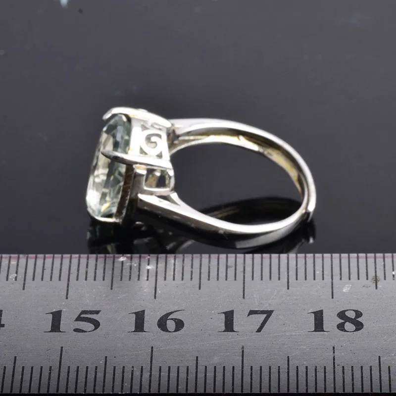 ПСИ в простом стиле зеленый аметист регулируемые кольца стерлингового серебра 925 натуральный драгоценный камень ювелирные украшения для женщин, подарки для девочек коробка