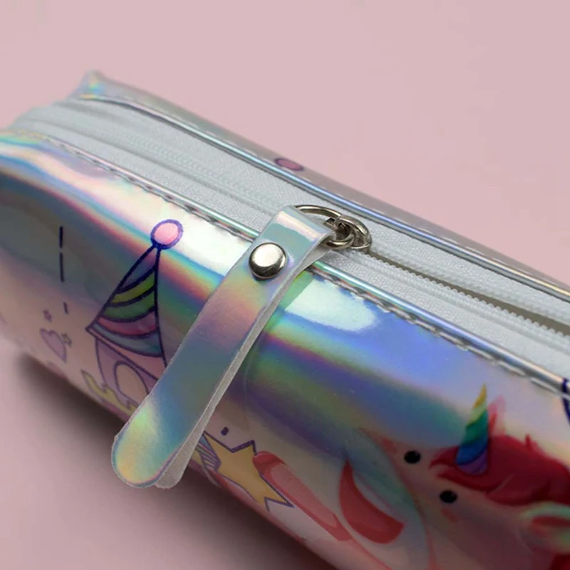 1pcs/sell Kawaii High Quality Pencil Case Iridescent Laser Cute Beautiful Unicorn Pattern School Supplies Stationery Gift