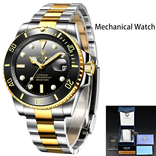 2022 LIGE Watch Men Automatic Mechanical Tourbillon Clock Fashion Sapphire Glass 316L Steel 100 Waterproof Watches NH35 Movement 