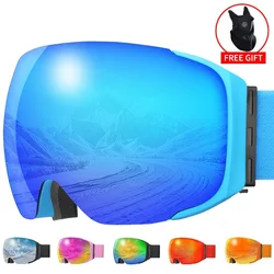PHMAX Magnetic Ski Goggles Winter Men Anti-Fog Snowboard Goggles With Ski Mask Anti-UV Protective Ski Glasses For Snowmobile