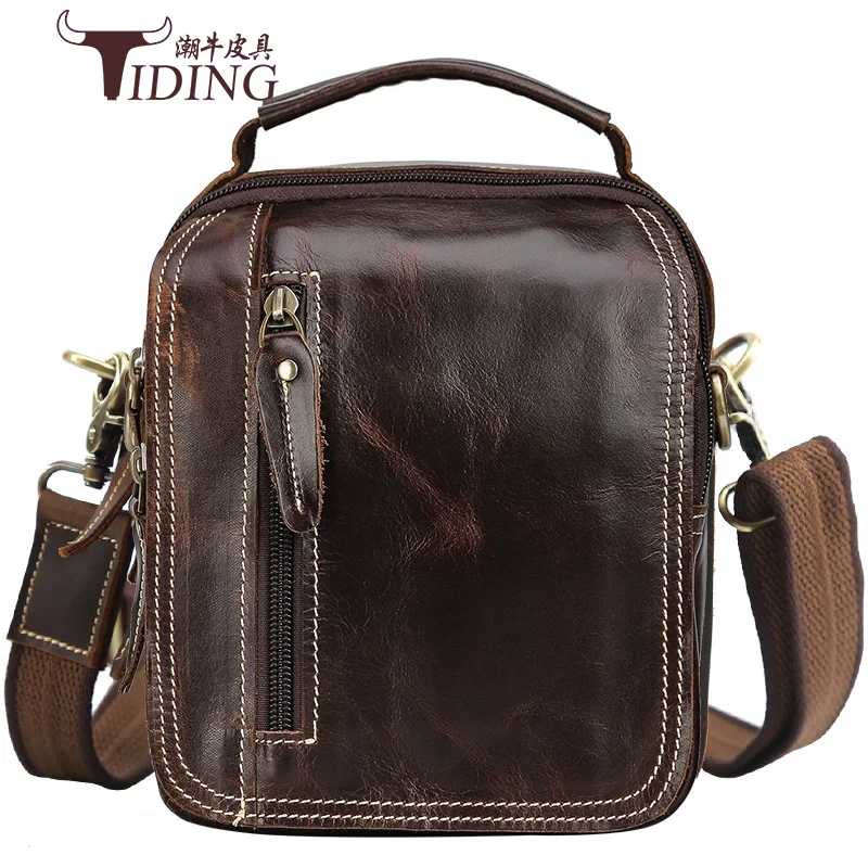 

Tiding New Style Europe And America Retro MEN'S Leather Single-shoulder Bag Multi-Compartment Outdoor Casual Satchel Oil Wax Lea