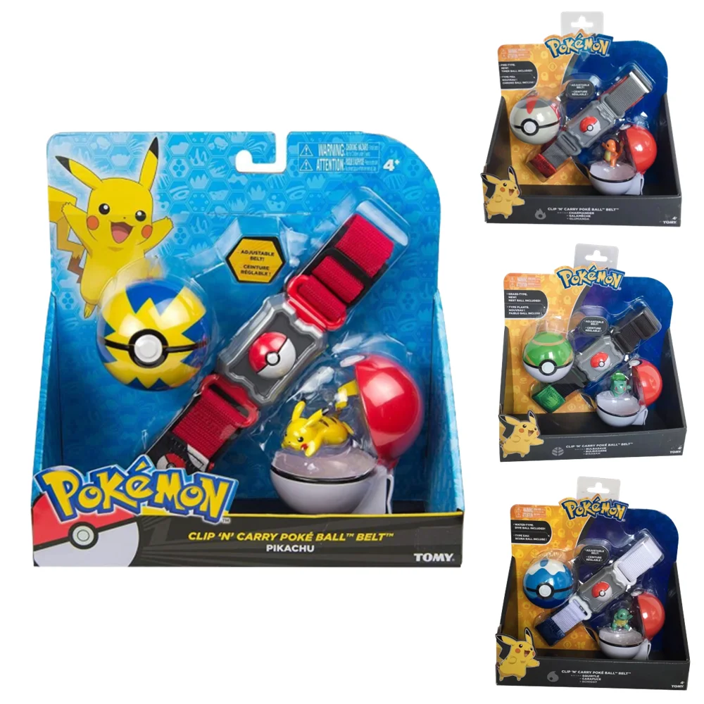 Pokemon Poke Ball Belt Tomy Action Figures Toys Set Pikachu Squirtle Charmander Bulbasaur Anime Figure Game Pokemon Monster Doll