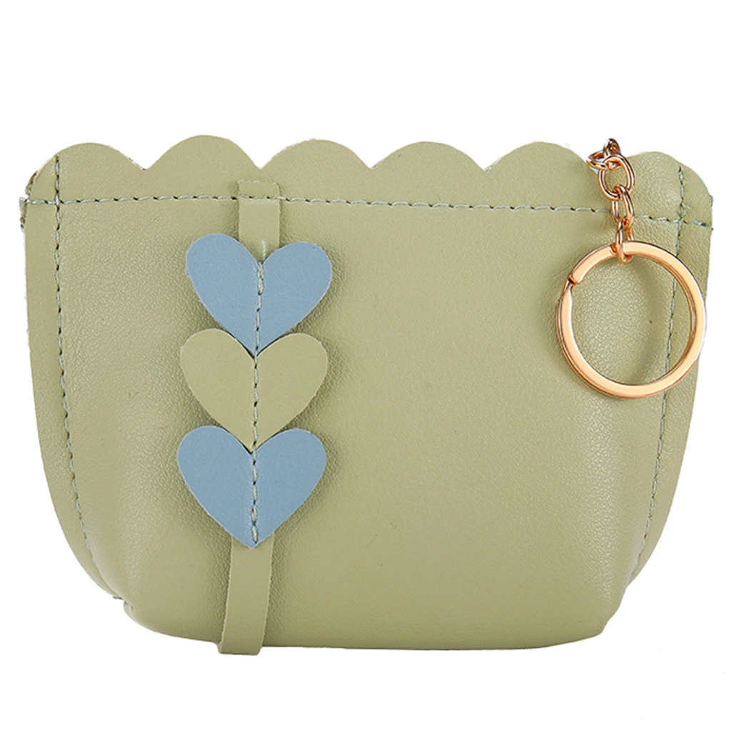 1PC Popular Women Love Decoration Pattern Coin Purse Zip Bag child girls boys Small Fresh Wallet PU Leather Portable Handbag 817 - Цвет: GN