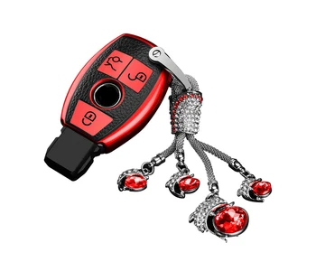 

Fashion PC+Leather grain Car Key Case Cover For Mercedes Benz A B C E SClass W203 W204 W205 W210 W211 W212 W221 W222 Accessories