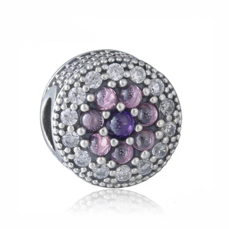 

Authentic 925 Sterling Silver Dazzling Floral Multi-Colored CZ Pave Bead fit European Beads Charms Pandora Bracelets Jewelry
