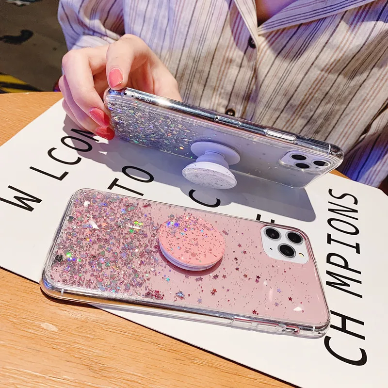 Konsmart Glitter Clear Case For Oppo A92s Bling Star Silicone Soft Phone Case Oppo A52 Luxury Back Cover With Holder A 92s A52 Phone Case Covers Aliexpress