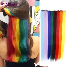 AILIADE прямые волосы на клипсах, длинные, 24 дюйма, термостойкие синтетические волосы для наращивания, фиолетовые, желтые, зеленые, радужные нити
