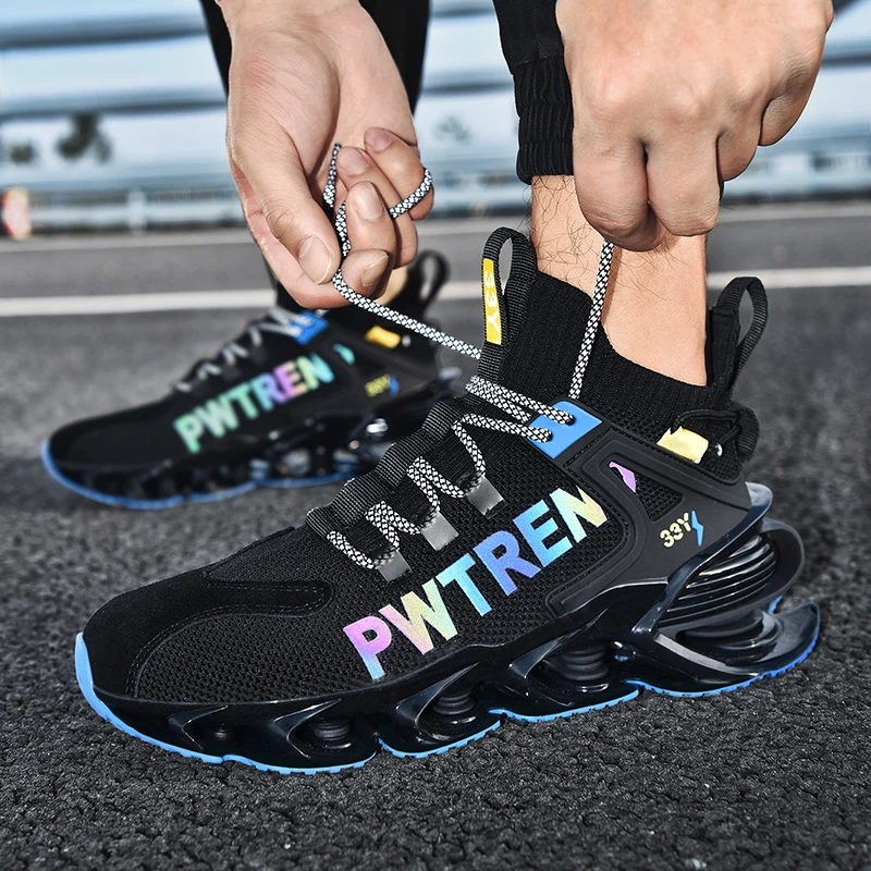 

Trendy Men's Running Shoes Breathable Sneakers Blade Antiskid Damping Jogging Shoes Outdoor Reflective Sports Shoes Zapatillas