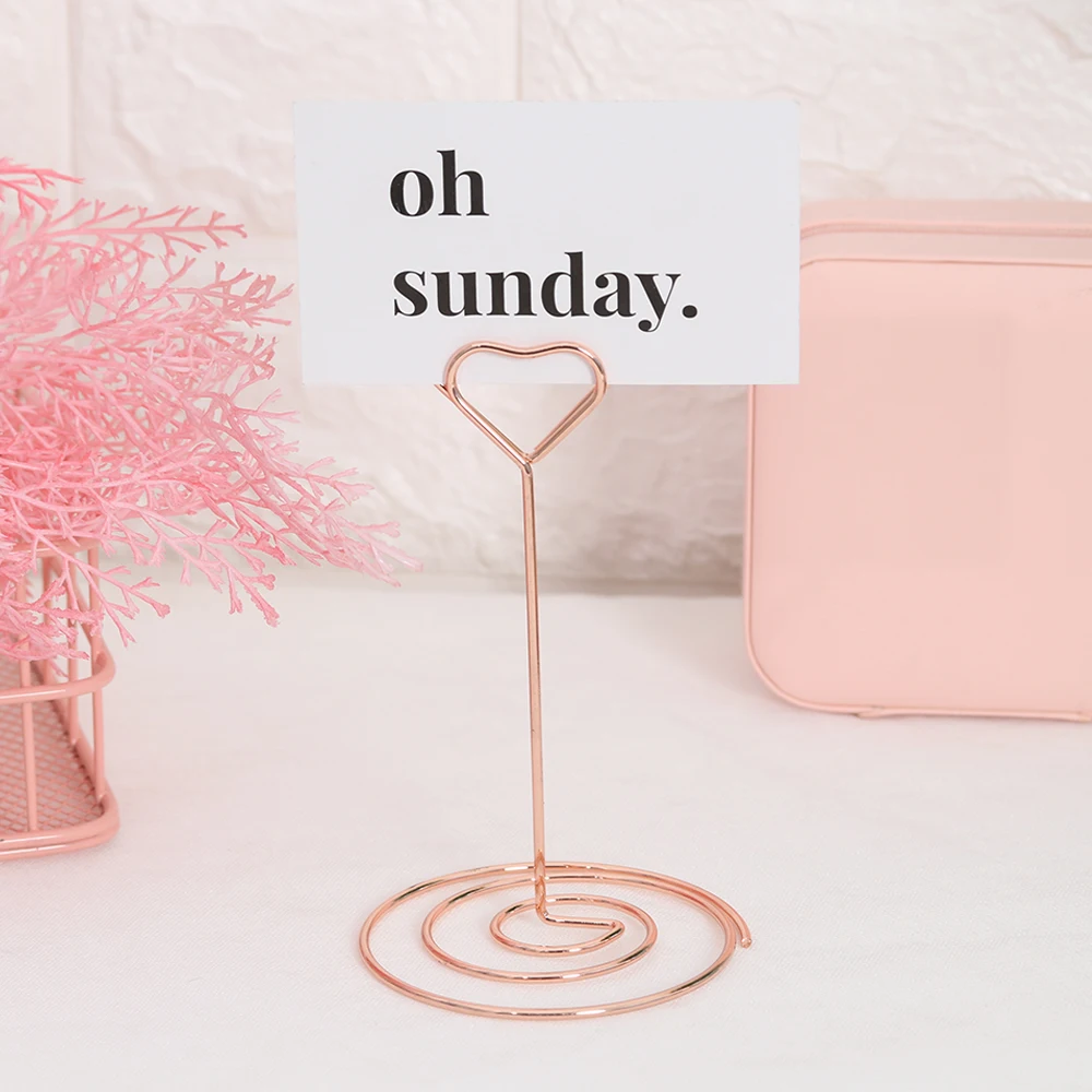 Romantic Wedding Party Desktop Decoration Love Shape Place Card Holder Photo Clip Table Number Stand Business Card Holder