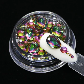 

Mixed Nail Design Flame Rainbow Holographic Nail Crystal Rhinestones 3D Charms Flatback Beads Nail Decor Stone CH070-2