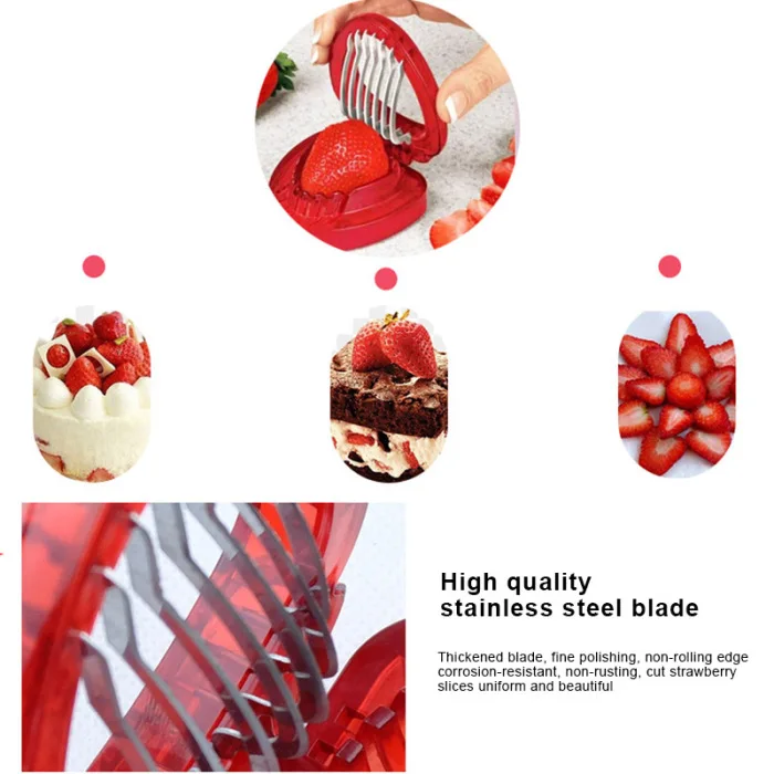 Клубничный раздел Slicer измельчитель кухонный приспособления кухонные аксессуары мини-слайсер кроя просто ломтик Нержавеющая сталь лезвие ремесло инструменты для фруктов E2S