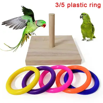 

Pet Interactive Bird Parrot Throw Ring Wooden Funny Training Puzzle Educational Toy Intelligence Ring Development Pets Supplies