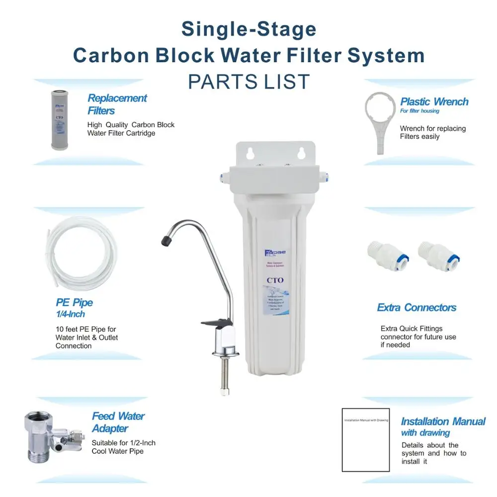 Simpe и легко одноступенчатый под раковиной фильтрации воды Системы с 10 дюймовая