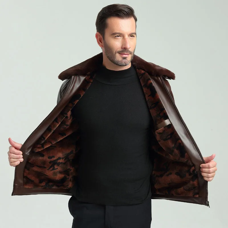 Idopy зимняя кожаная куртка Мужская ветровка PU куртки Мужская Верхняя одежда теплые куртки
